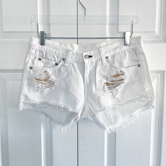 Rag & Bone Cut-Off Short in White Marin - Picture 1 of 9